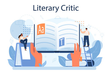 Literary critic concept. Professional journalist making review and ranking