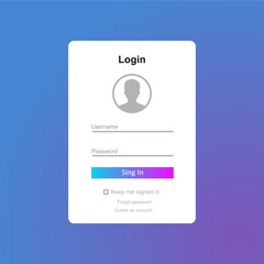 Naklejka premium Member login form interface. For web page, site, mobile applications, art illustration, design theme, modern menu, contact empty box, banner. Log in ui.