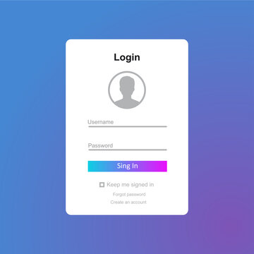 Member login form interface. For web page, site, mobile applications, art illustration, design theme, modern menu, contact empty box, banner. Log in ui.