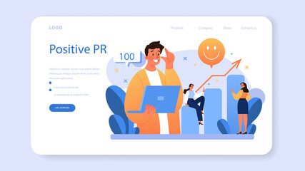 Positive public relations web banner or landing page. Successful brand