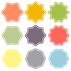Set template label sunburst, shapes badges vector starburst promo burst, design sale sticker promo burst