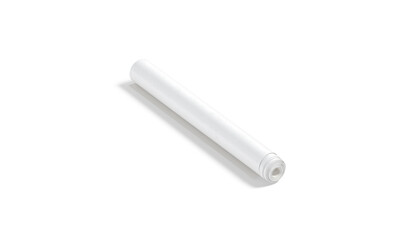 Blank white wallpaper twisted roll mockup, side view
