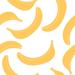 Plakat Seamless pattern with bananas. Linear doodle drawing of fruit in minimalism style. Modern summer print. Yellow fruit