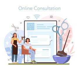 Hairdresser online service or platform. Idea of hair care in salon