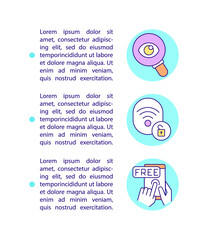 Fototapeta premium How to connect to internet hotspot concept line icons with text. PPT page vector template with copy space. Brochure, magazine, newsletter design element. Wireless connect linear illustrations on white