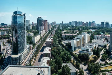 Muurstickers Bovenaanzicht van het centrum van Kiev © badahos
