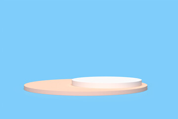 empty stage on blue background, 3D illustration, rendering