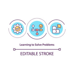 Learning to solve problems concept icon. Decision making process. Gathering information. Skills development abstract idea thin line illustration. Vector isolated outline color drawing. Editable stroke