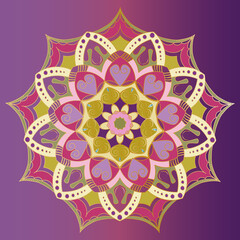 Decorative background with ornamental round pattern (mandala). Element for design in indian style. Vector illustration.