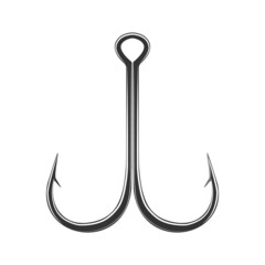 Black fishing hook icon flat isolated on white background. Vector Illustration.