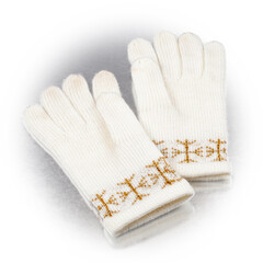 Winter gloves on white