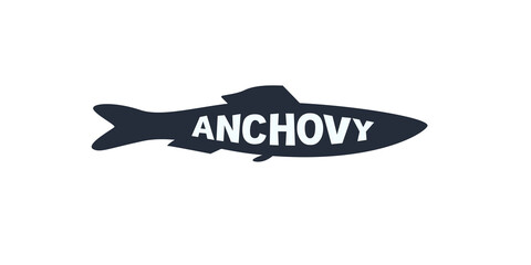 Silhouette of anchovy with text inside