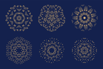 Mandala burst lined vintage shapes.