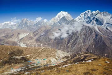 Schapenvacht deken met patroon Lhotse Himalaya peaks in Everest region. Nepal
