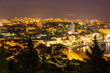 クロアチア　スプリットのマリヤンの丘から見える夜景
