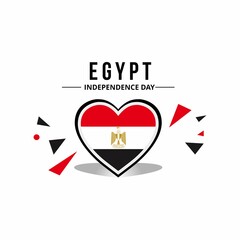 egyptian flag with original color in heart ornament