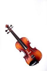 Fototapeta na wymiar Front view of violin with Violin stick isolated on white background