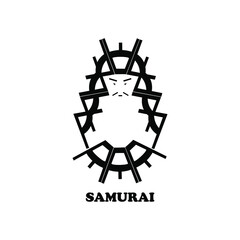 Samurai outline vector icon isolated on white background.