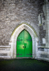 Fototapeta na wymiar Old Wooden Church Arched Doorway