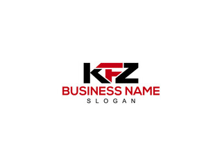 Alphabet Letter KFZ Logo Icon Vector For Business - obrazy, fototapety, plakaty