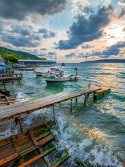 Fototapeta premium Rumeli Kavagi coastline view in Sariyer District of Istanbul 