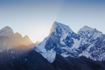 The majestic Himalayas at first light of sunrise
