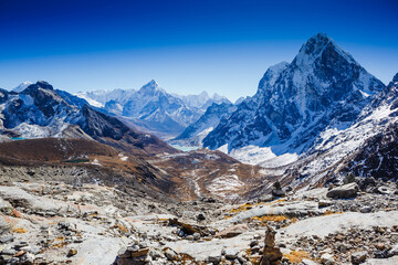 Himalayas mountain with blue sky