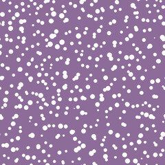 Abstract hand drown polka dots background. Violet dotted seamless pattern with white circles. Template design for invitation, poster, card, flyer, textile, fabric