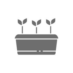 Potted plant, seed planting, agriculture grey icon.