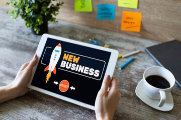 New business start up concept on screen.
