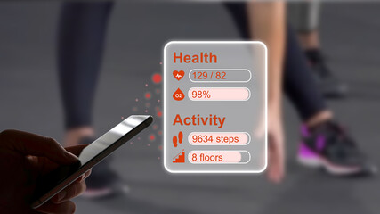 Tracking of health data and fitness using a fitness tracker or a smartphone, e-health, digitization...