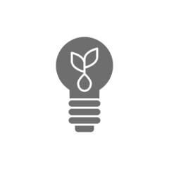 Vector plant with light bulb grey icon.