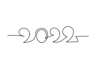 Hand drawn 2022 thin line lettering on white background. Vector illustration.