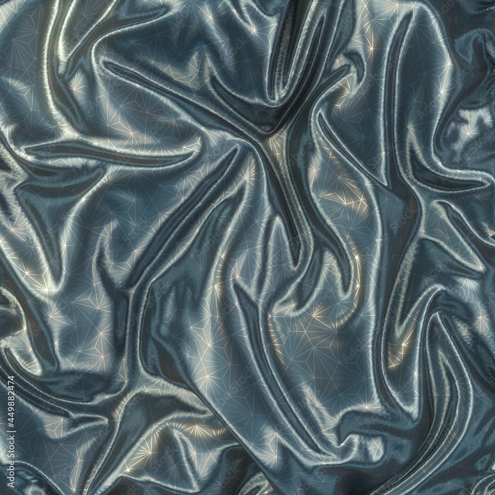 Poster royal design of shiny metallic fabric with a sparkling geometric pattern. abstract 3d rendering digi