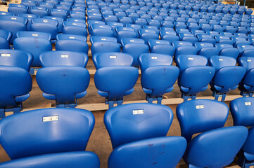 Blue empty seats at the stadium.