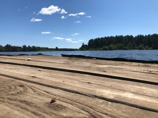 wooden bridge over the river