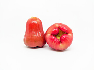 fresh rose apple or Syzygium samarangense isolated on white background. Also known as wax apple, Java apple, Semarang rose-apple and wax jambu.