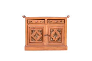 Wooden cabinet isolated.
