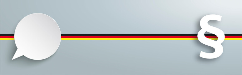 Sprechblase und Paragraf mit der Deutschland Fahne