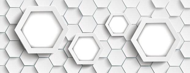 4 Big Hexagons Structure Background Header