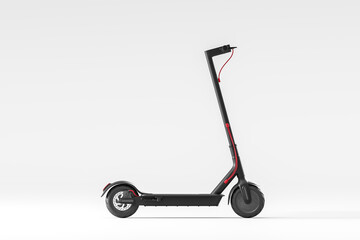 Modern black electric scooter on a white background. An ecological alternative to transportation for the city. 3d rendering