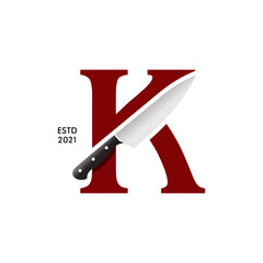 Initial K Kitchen Knife