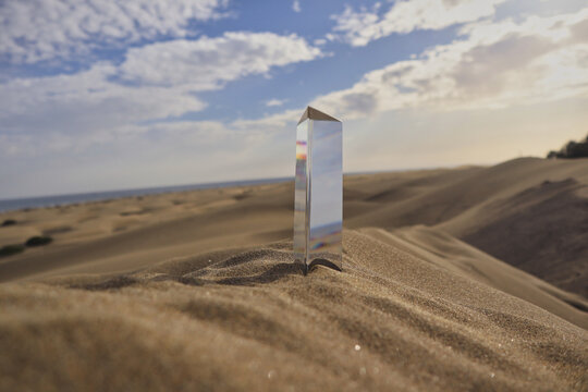 Pyramide mirror in the dunes of Maspalomas - Powered by Adobe
