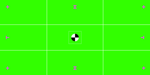 Green colored chroma key background screen flat style design vector illustration. Chroma key VFX screen with tracking marks on it abstract background concept for video footage.