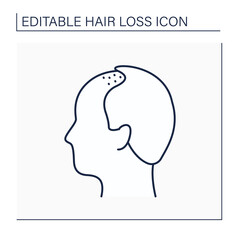 Hair loss line icon. Man loses hair. Male pattern baldness. Alopecia concept. Isolated vector illustration. Editable stroke