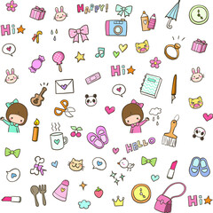 cartoon girl gift wrapping paper, paper pattern, pattern, cute pattern