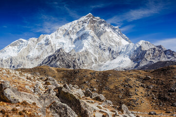 Nuptse view in Sagarmatha National Park in the Nepal Himalaya