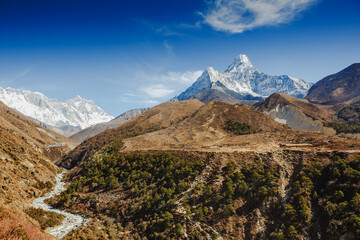 Mt. Ama Dablam in the Everest Region of the Himalayas, Nepal