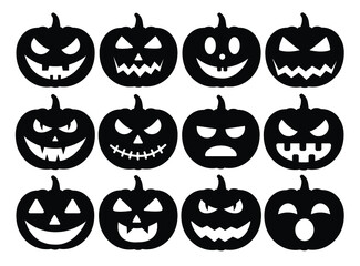 Pumpkin icon set vector illustration isolated on white background. Pumpkin silhouette set.