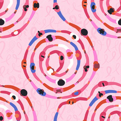 Breast cancer awareness people seamless pattern